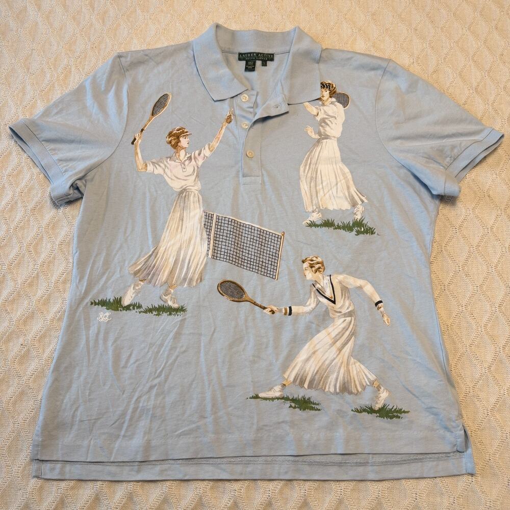 Vintage 90s Women's Lauren Active Ralph Lauren Tennis Polo Shirt Size Large
